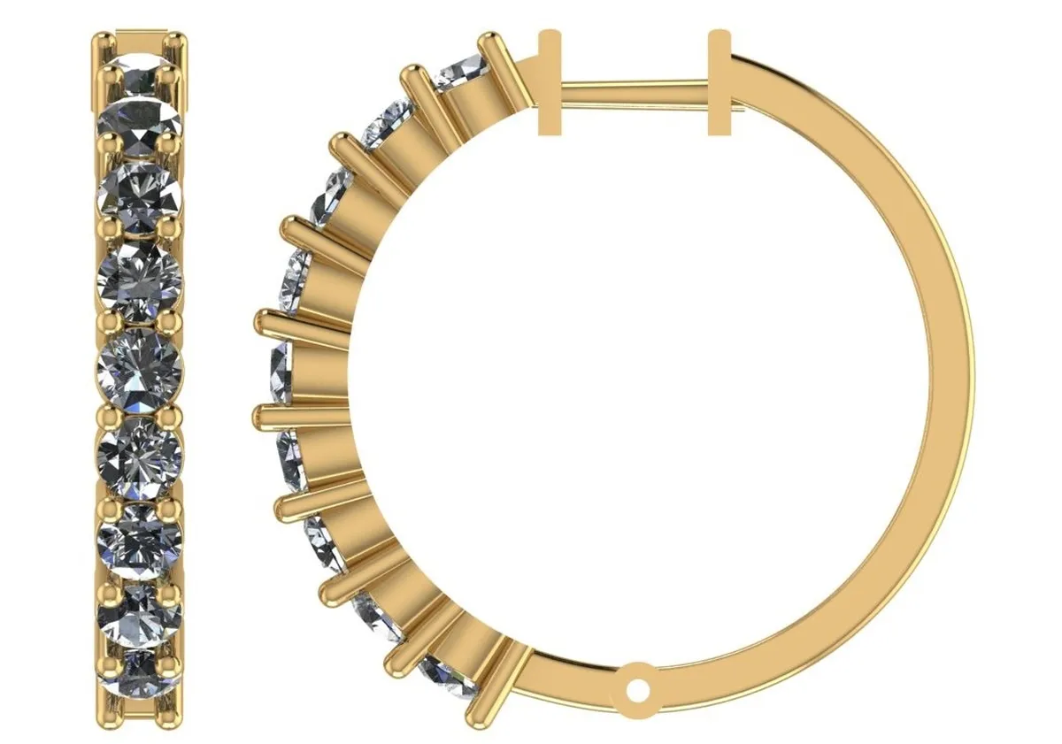 Round Diamond Hoops Earring 