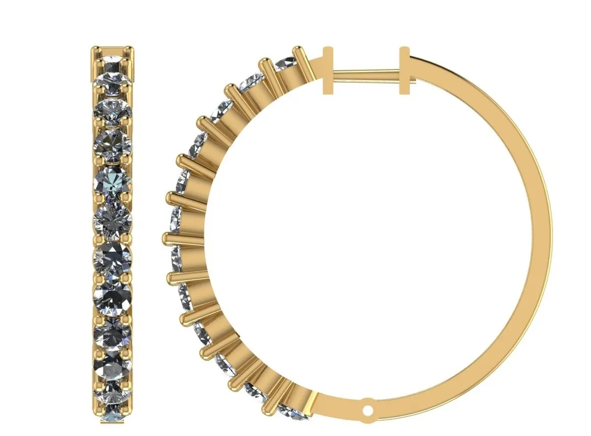 Round Diamond Hoops Earring 