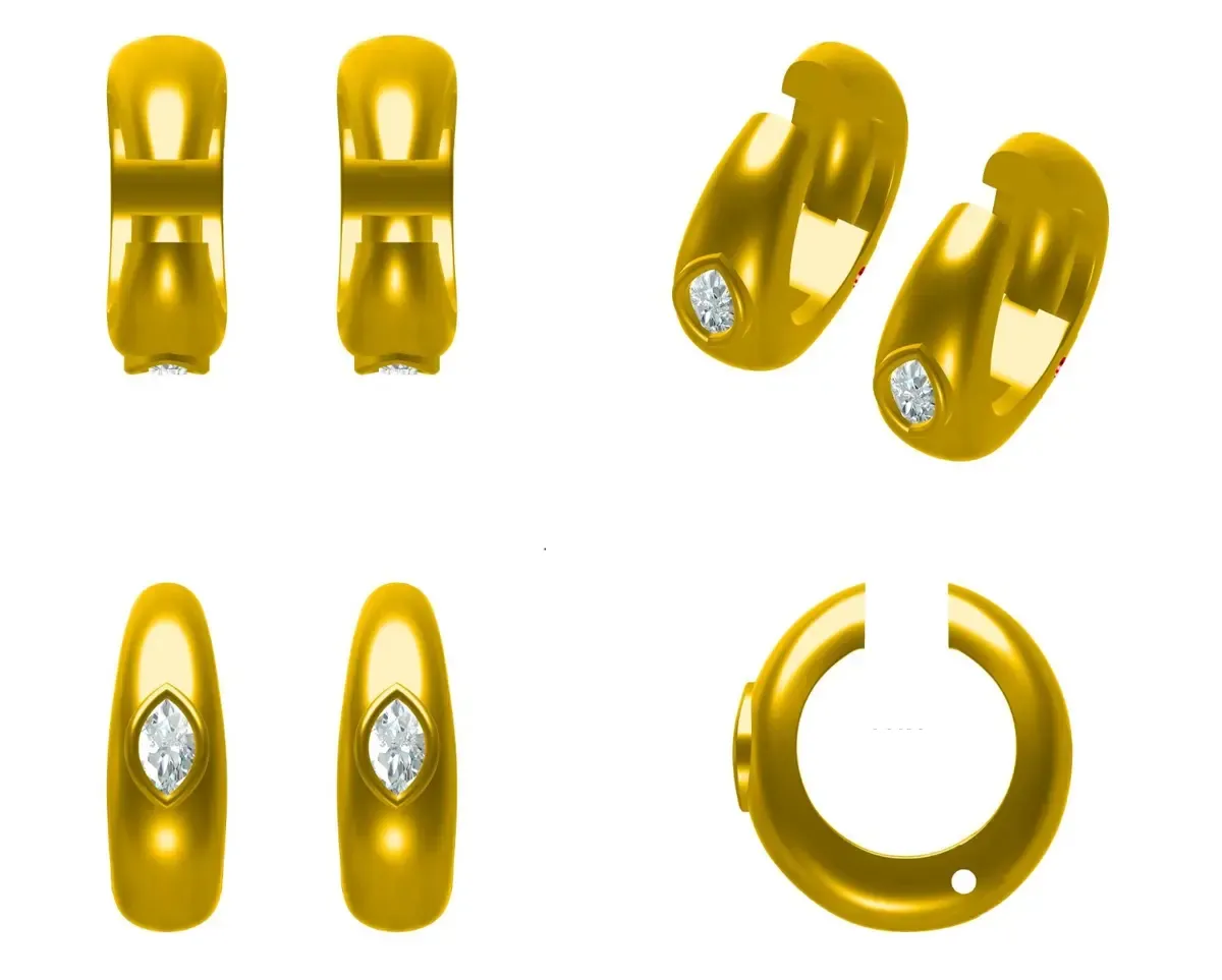 Marquise Diamond Gold Hoops Earring 