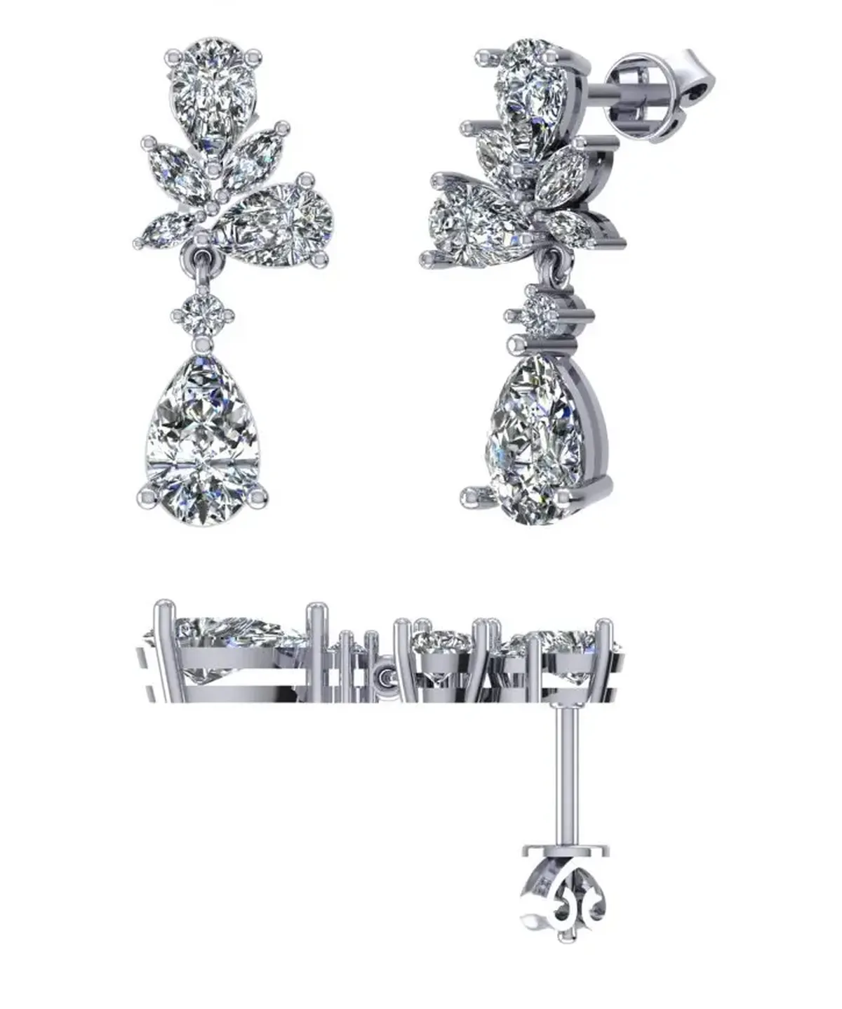 Pear, Marquise & Round Diamond Fashion Earring 