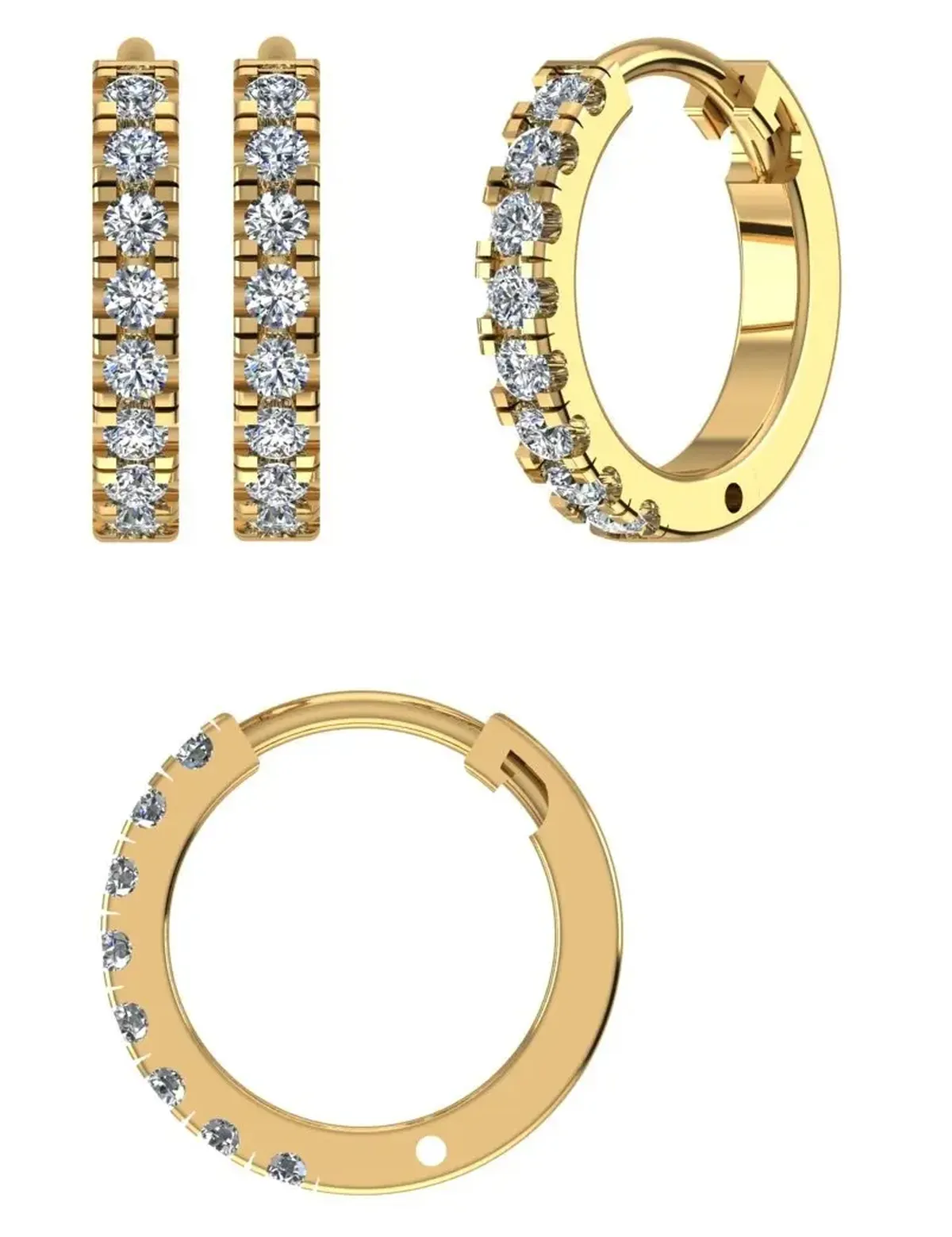 Round Diamond Hoops Earring 