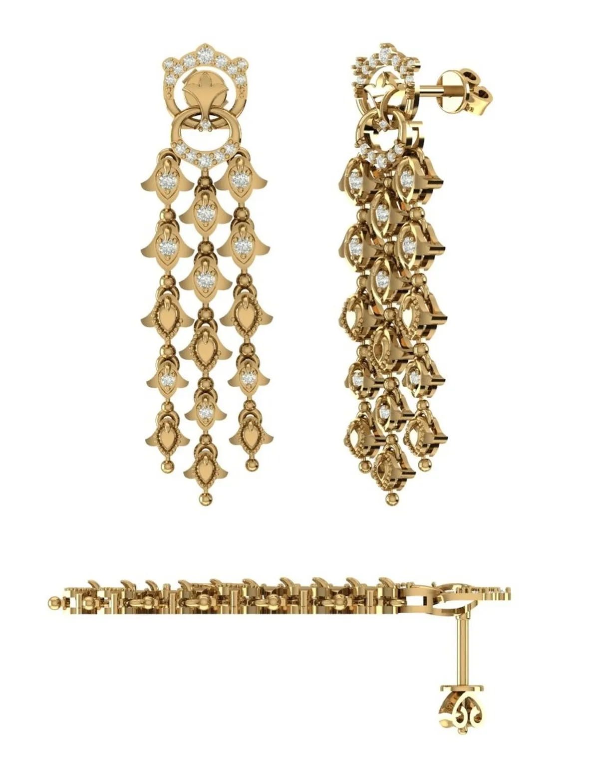 Round Diamond Hanging Earring 