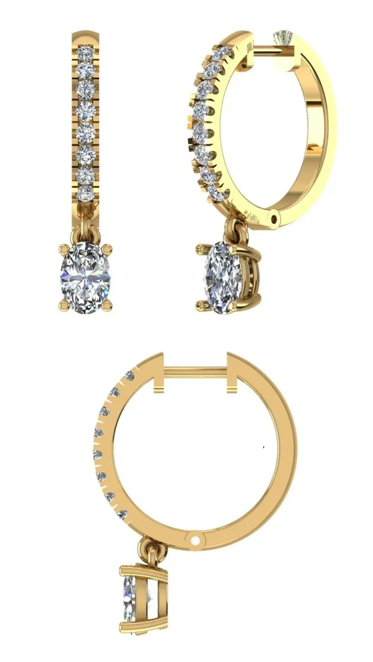 Round & Oval Diamond Hoops Earring 