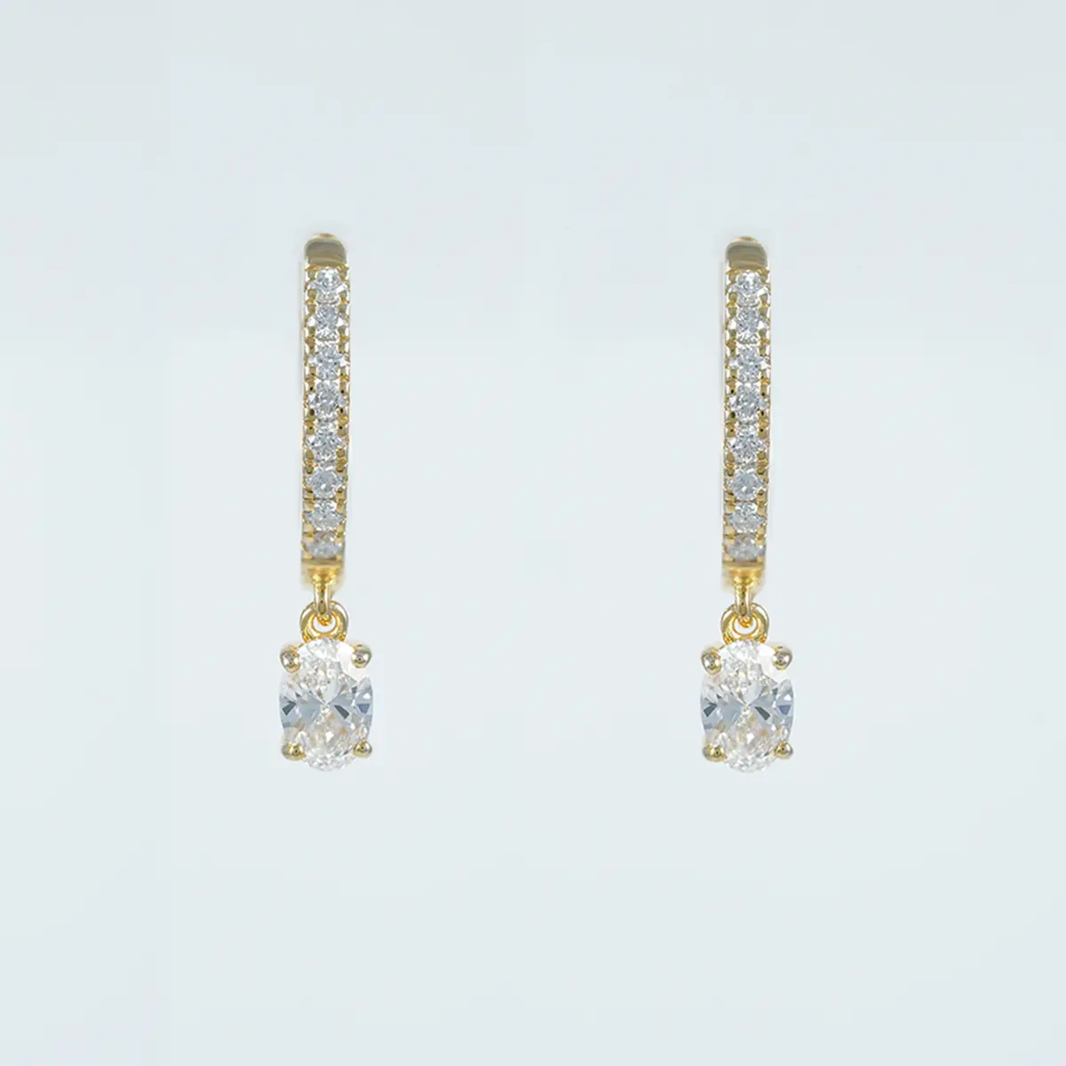 Oval & Round Diamond Hoops Earring 