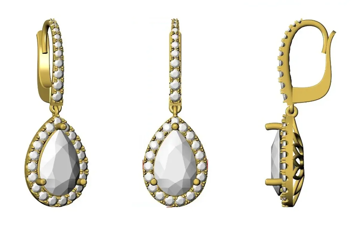 Pear & Round Diamond Hoops Fashion Earring 
