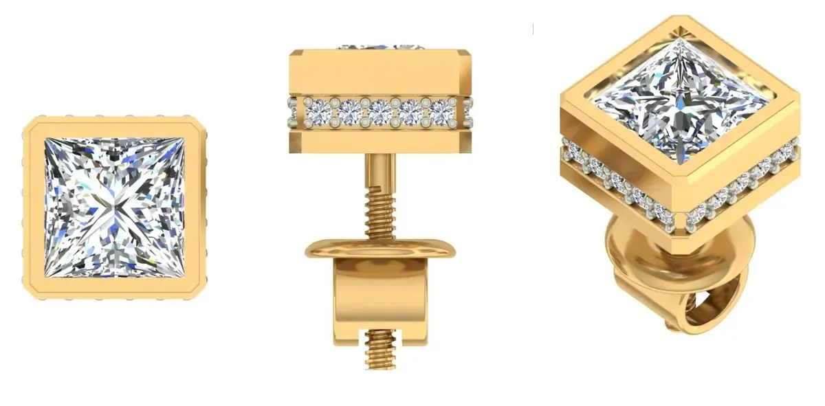 Halo Princess & Round Diamond Fashion Earring 