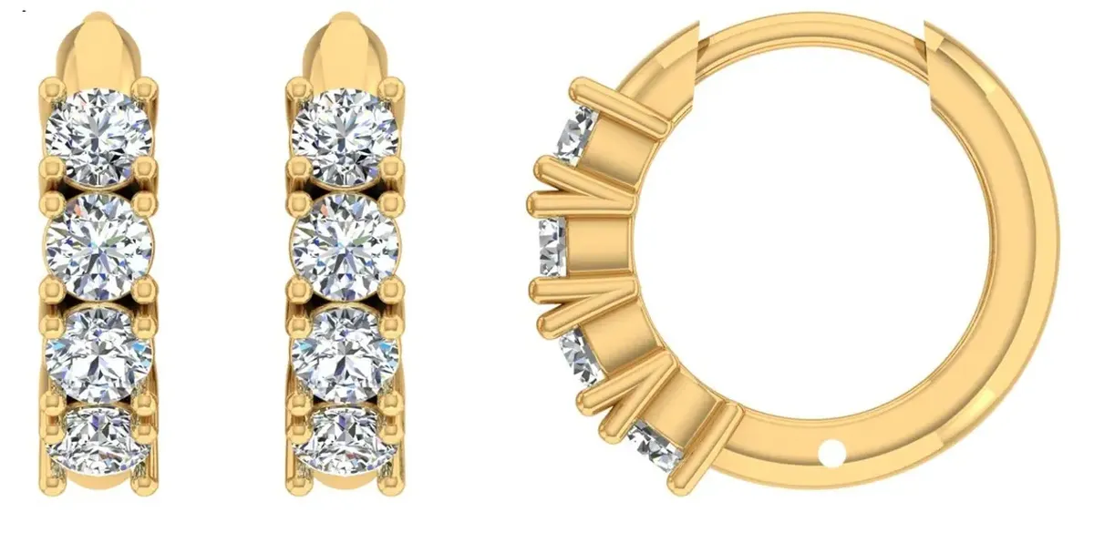 Round Diamond Hoops Earring 