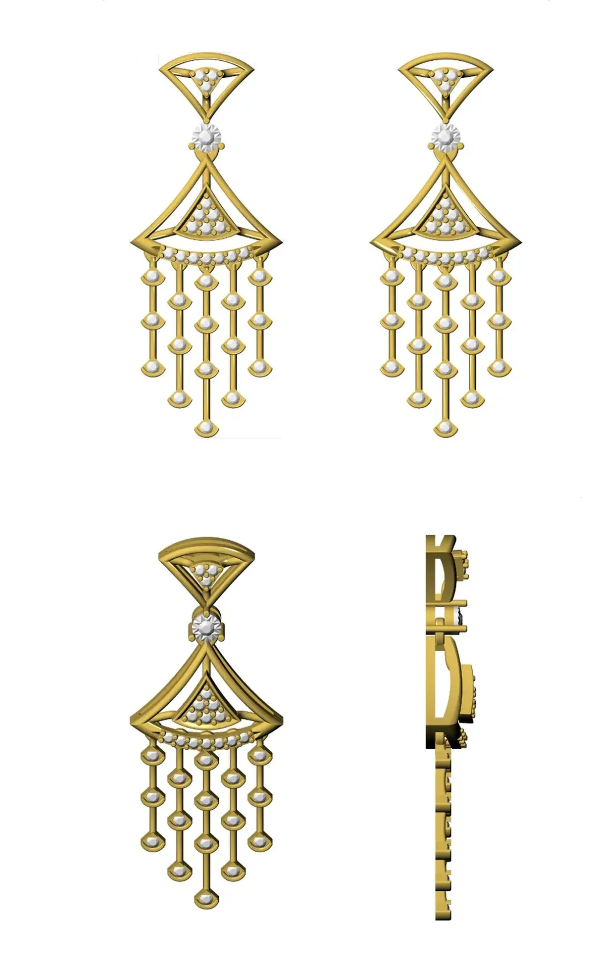 Round Diamond Hanging Earring 