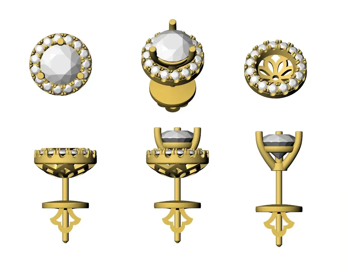 Halo Setting Round Diamond Earring 