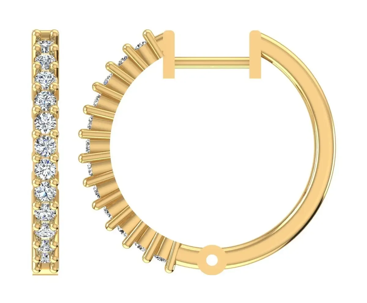 Round Diamond Hoops Earring 