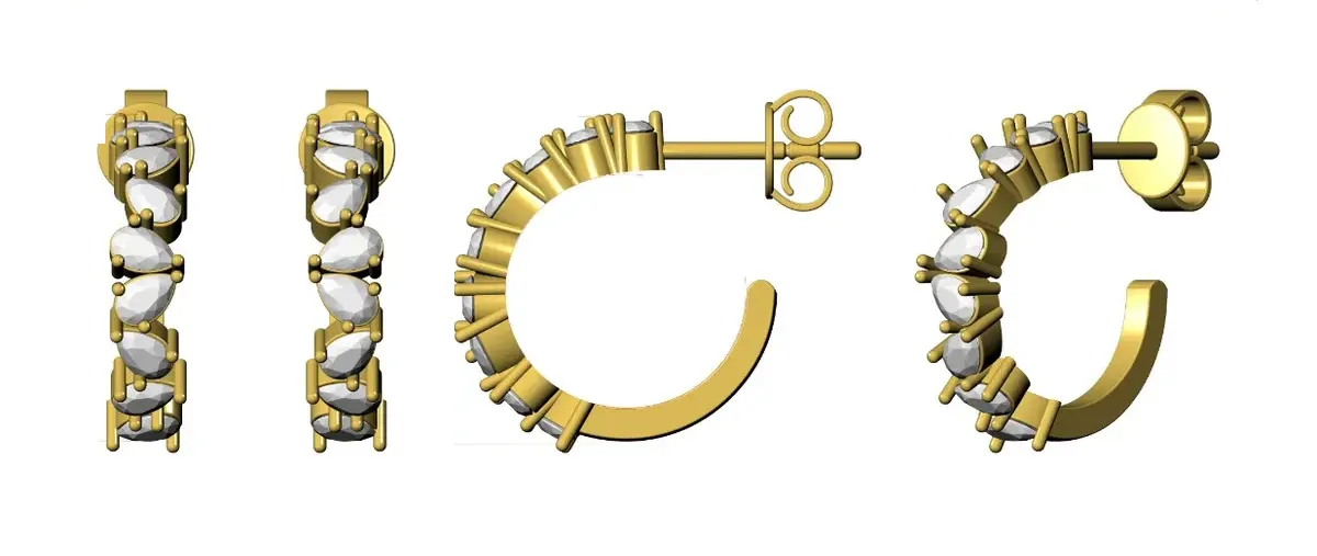 Pear diamond Hoops Earring 