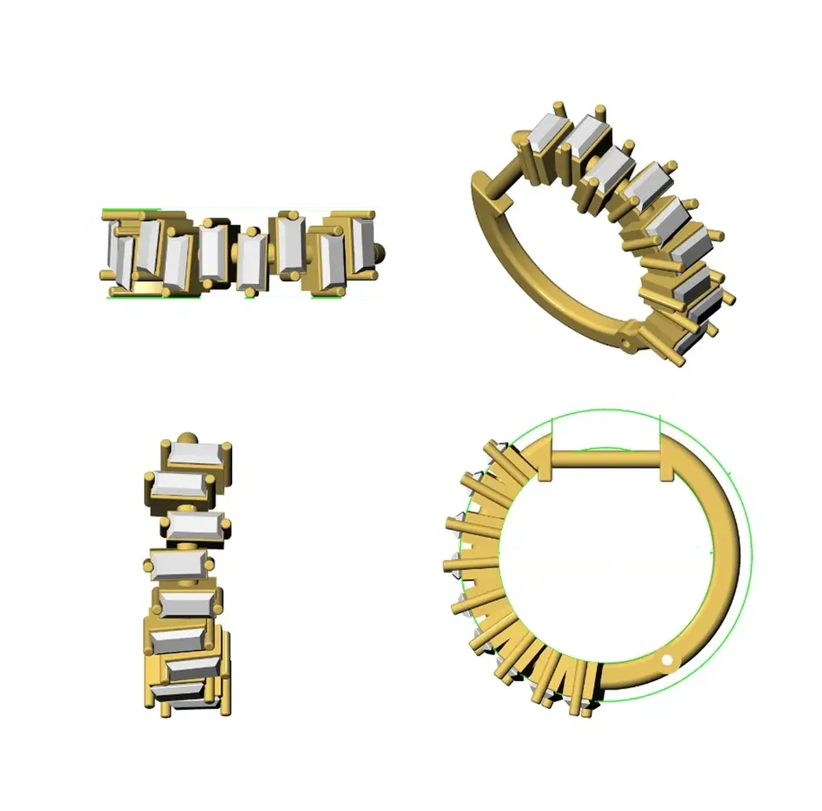 Baguette Diamond Hoops Earring 