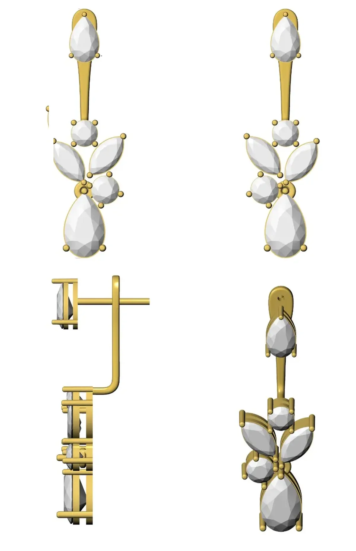 Marquise, Pear & Round Diamond Ear Cuff 