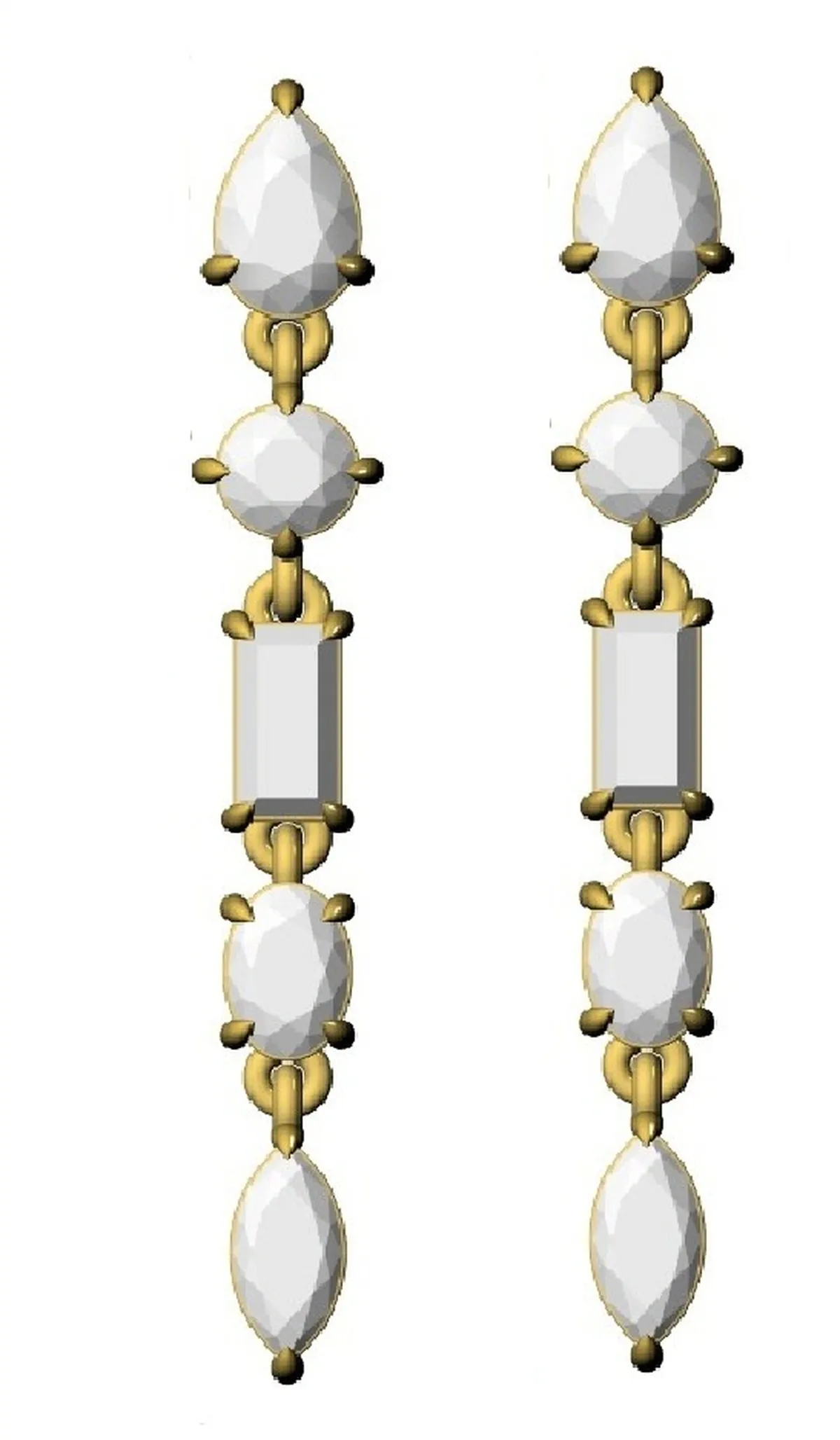 Baguette, Marquise, Oval, Pear & Round Diamond Hanging Earring 