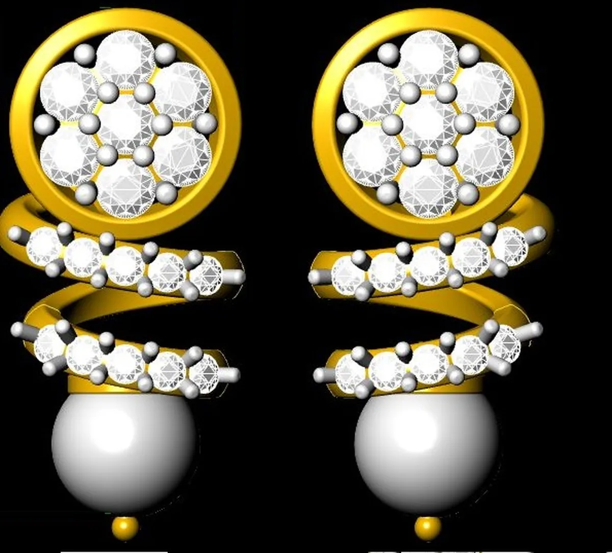 Round Diamond & Pearl Earring 