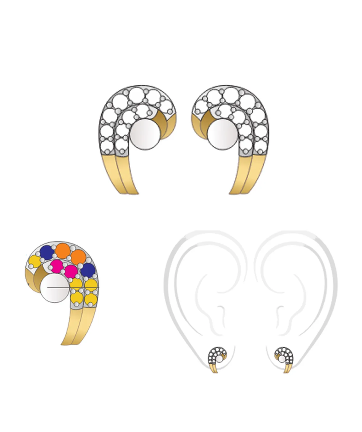 Round Diamond & Pearl Earring 