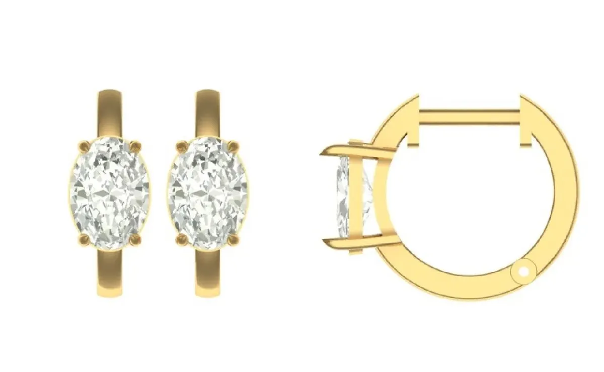 Oval Diamond Solitaire Hoops