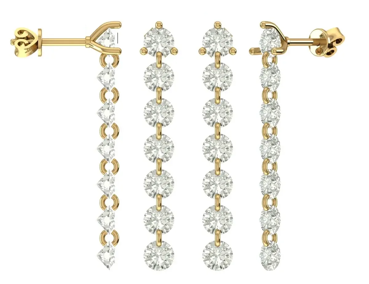 Round Drill Diamond Earring 