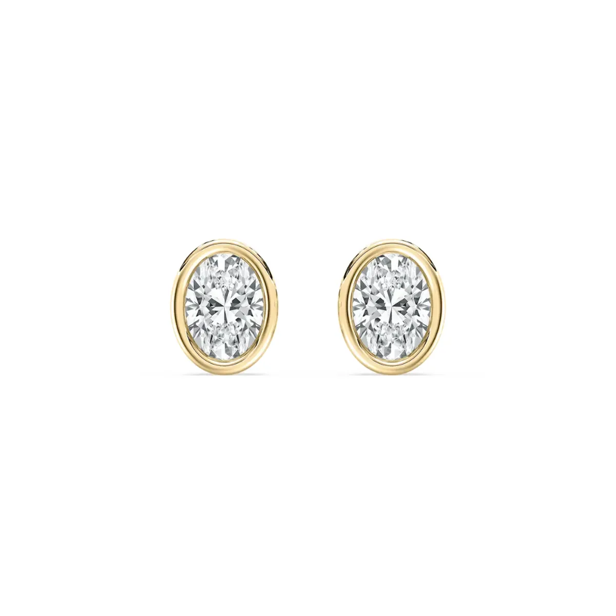 Bezel Setting Oval Diamond Solitaire Earring 