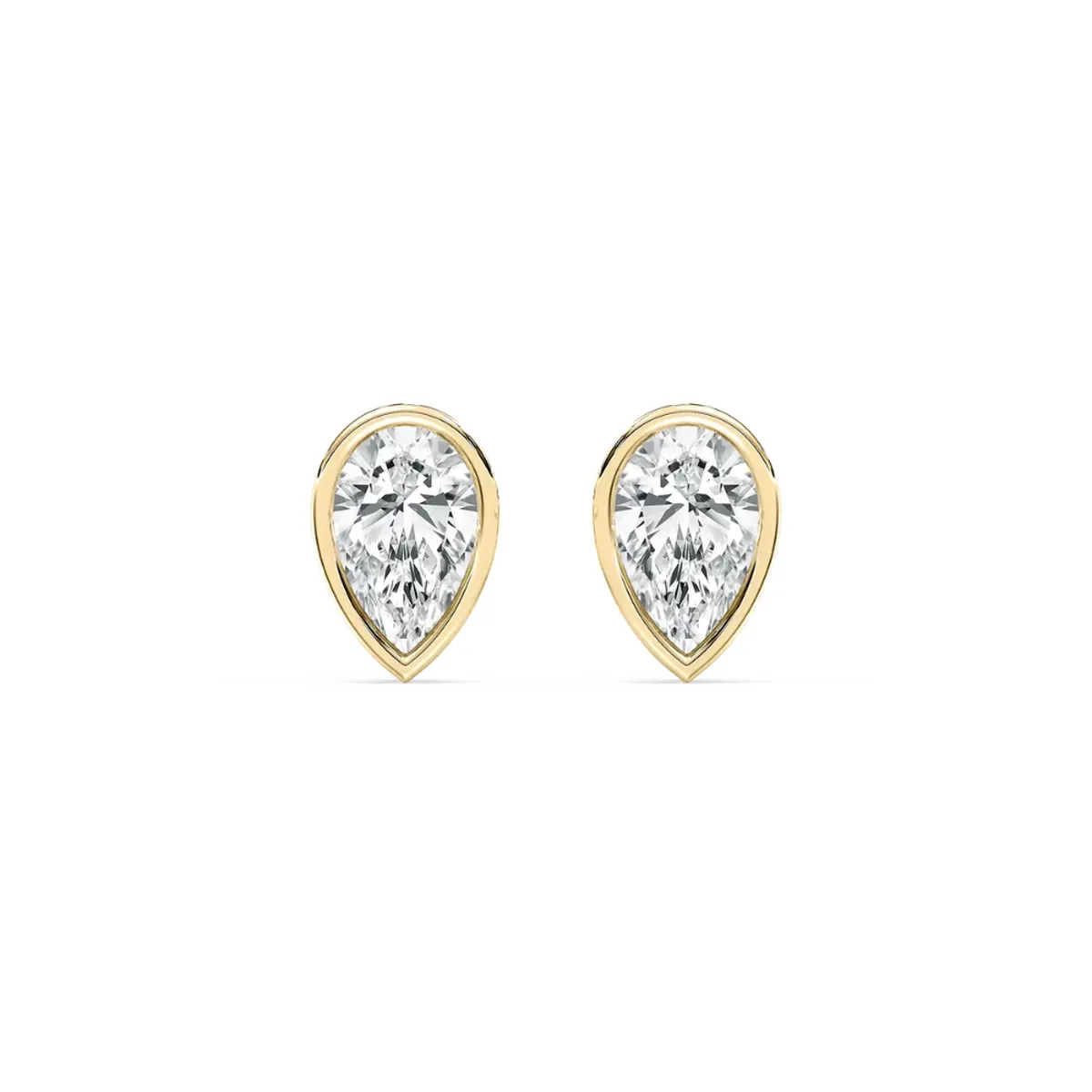 Bezel Setting Pear Diamond Solitaire Earring 