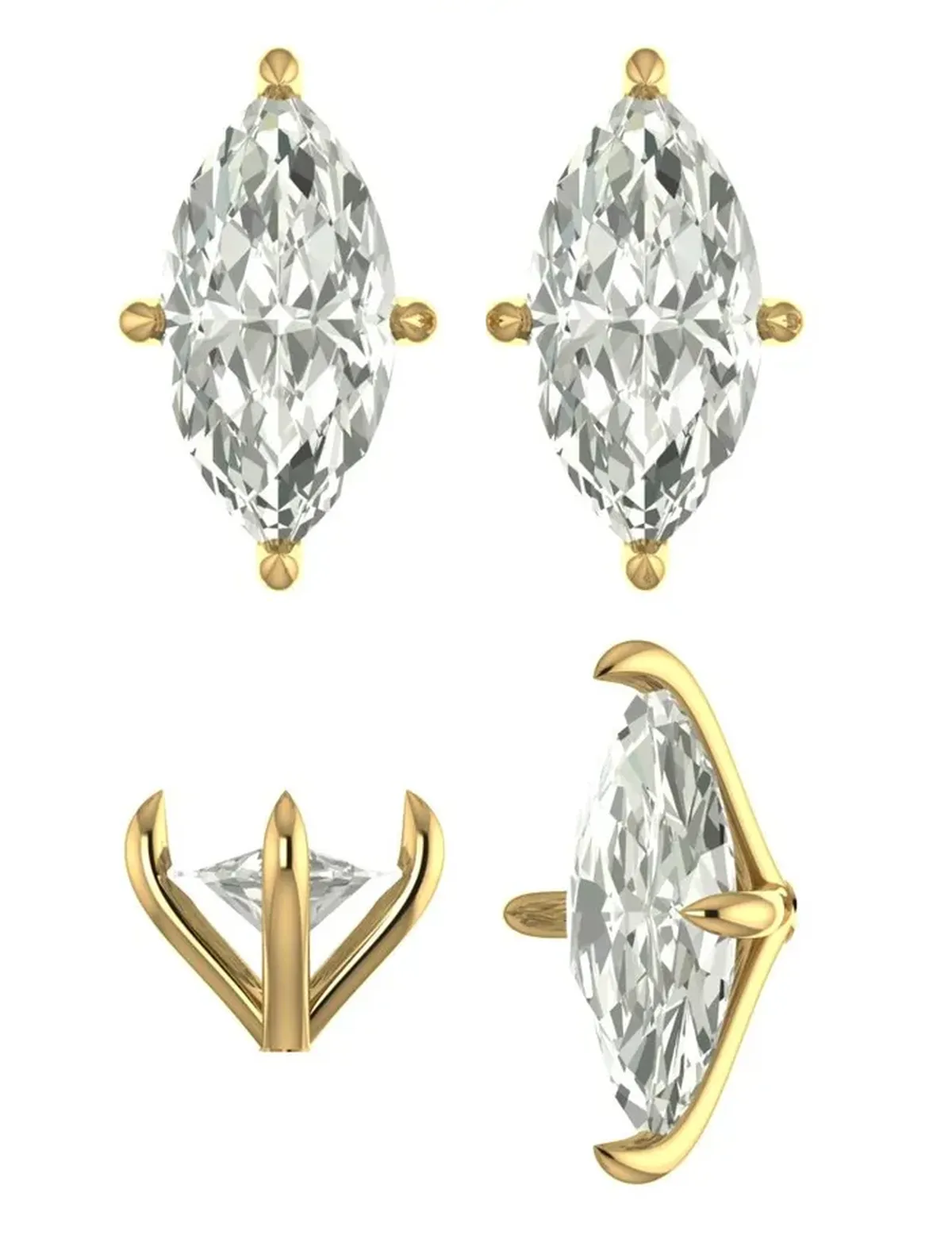 Marquise Diamond Solitaire Earring 
