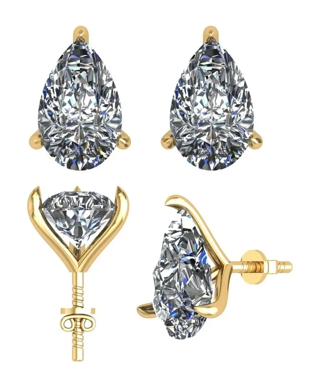 Pear Diamond Solitaire Earring 