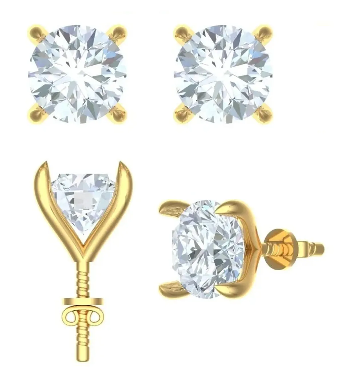 Round Diamond Solitaire Earring 
