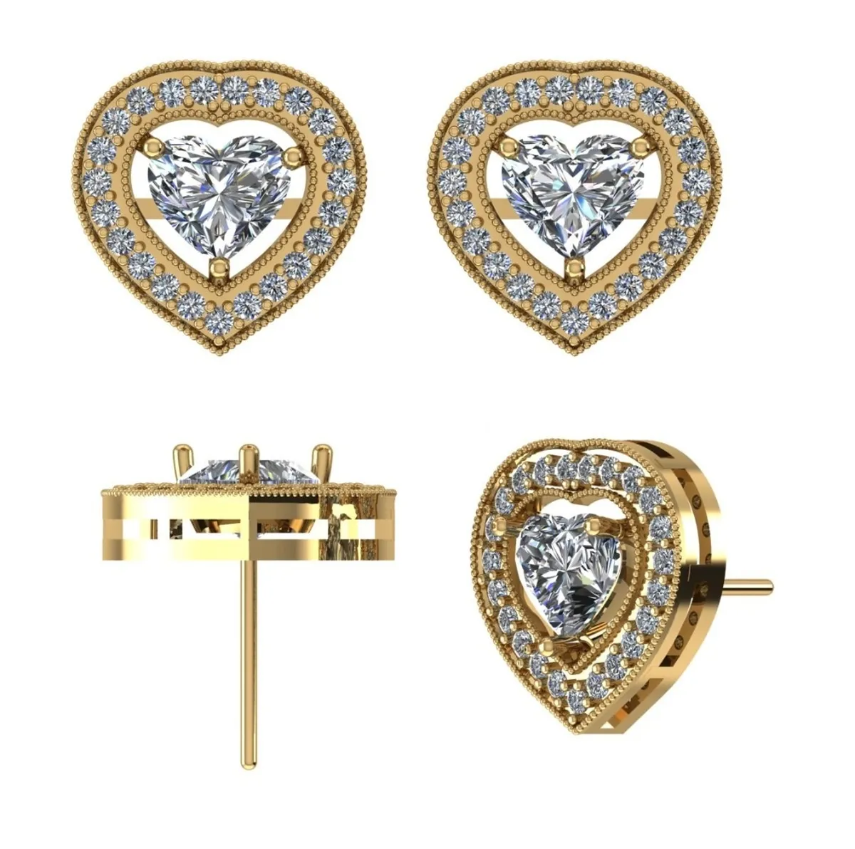 Heart & Round Diamond Earring 