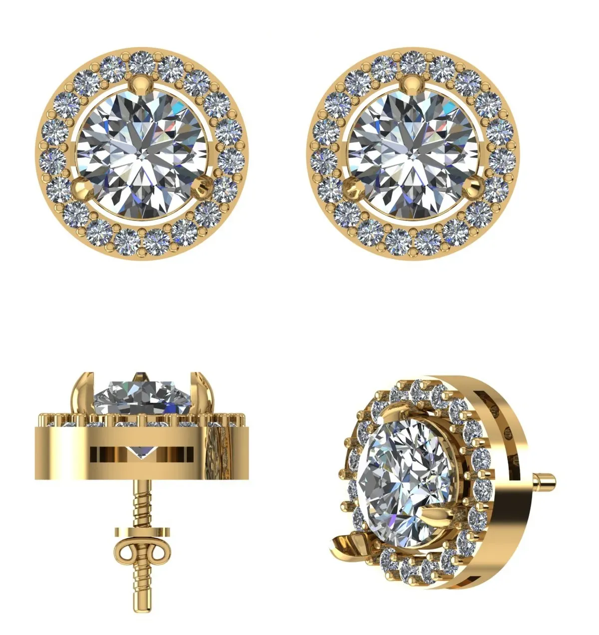 Halo Setting Round Diamond Earring