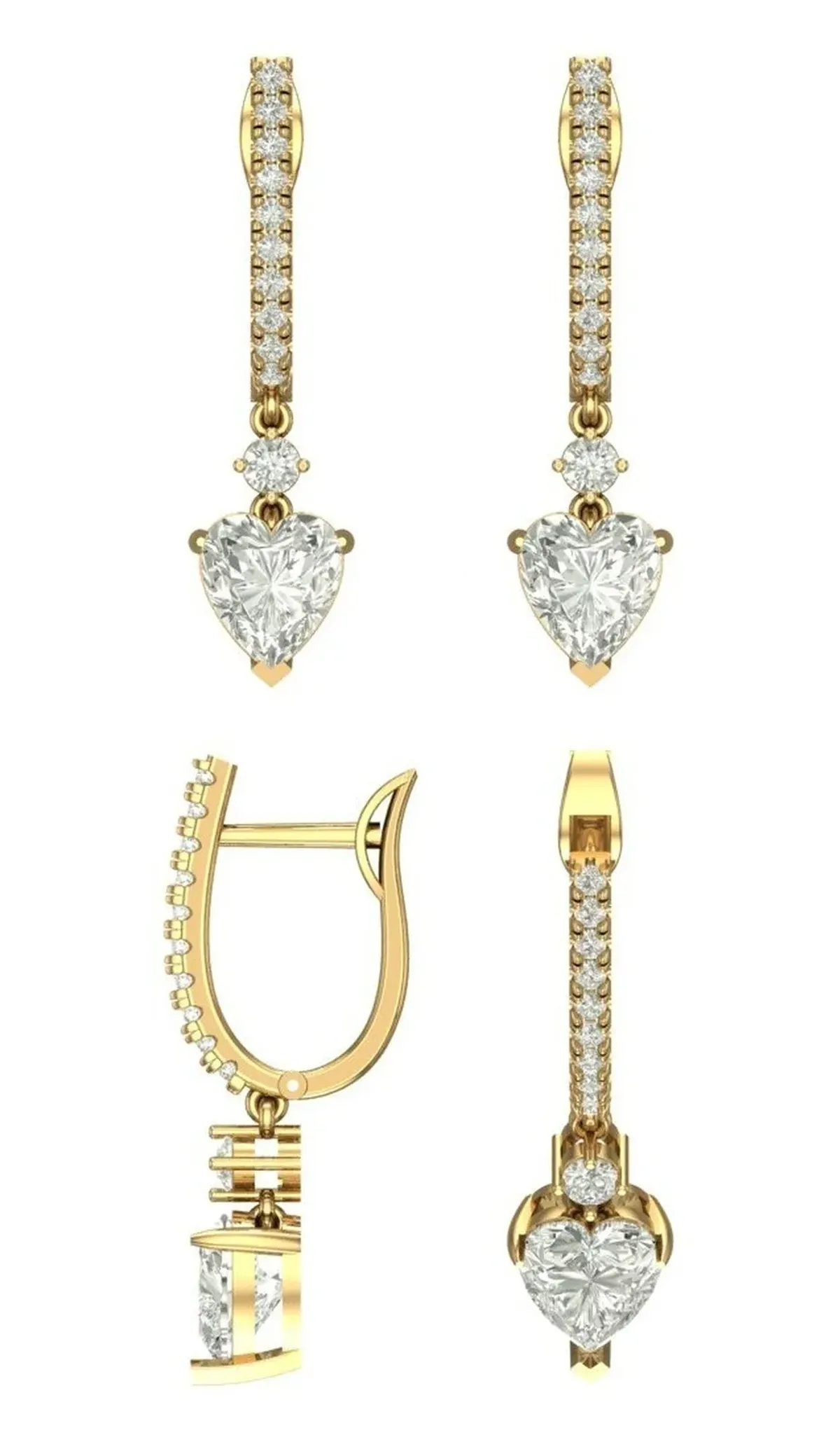 Heart & Round Diamond Hoops Earring 