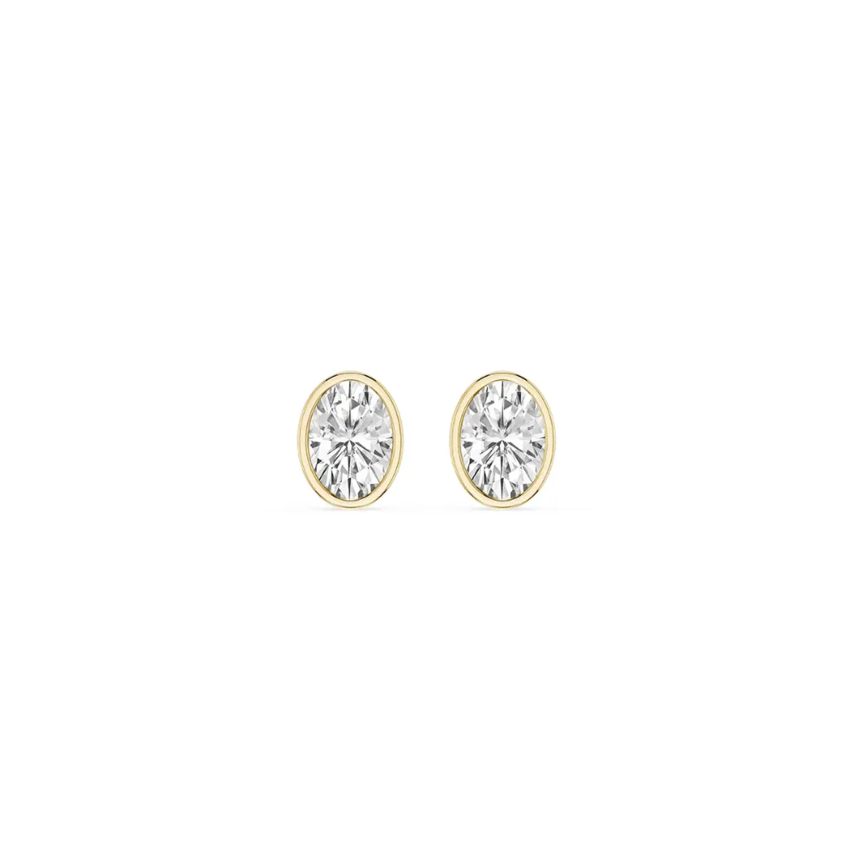 Bezel Setting Oval Diamond Solitaire Earring 