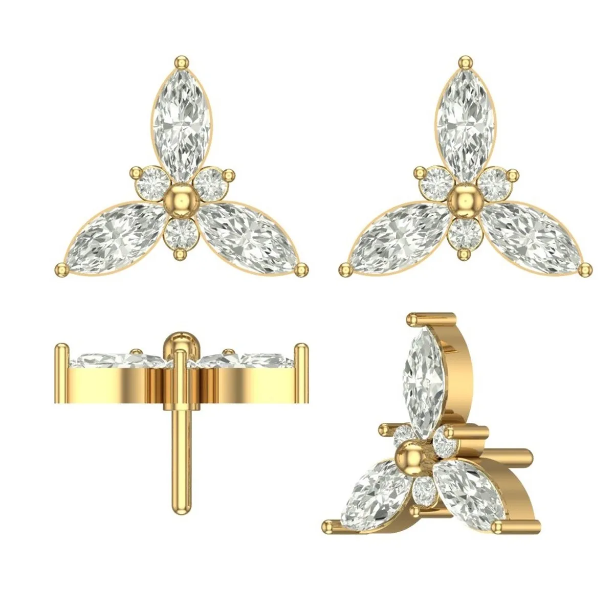 Marquise & Round Diamond Fashion Earring 