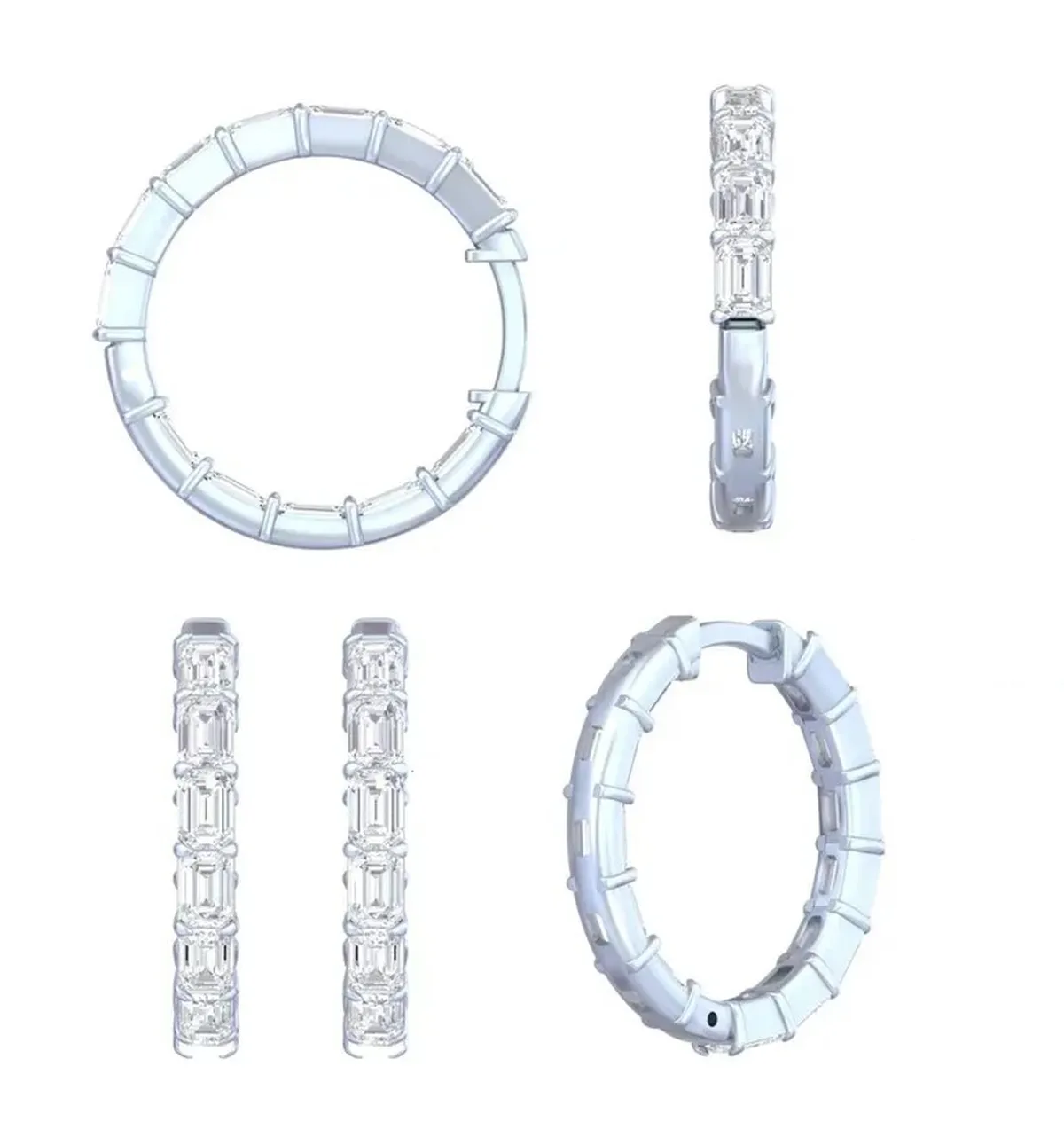 Emerald Diamond Hoops