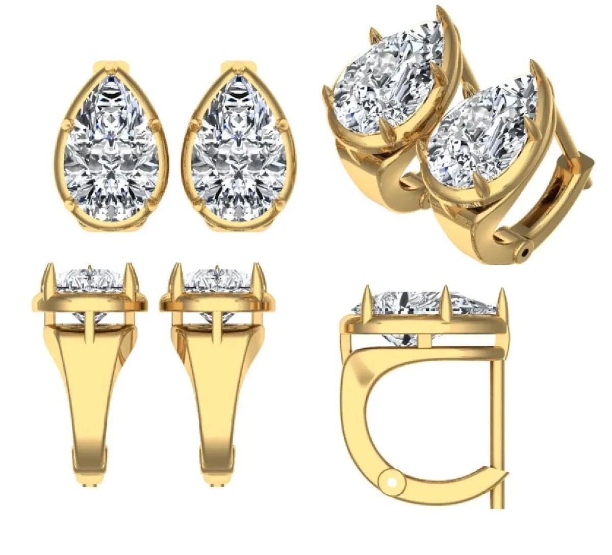 Pear Diamond Solitaire Hoops 