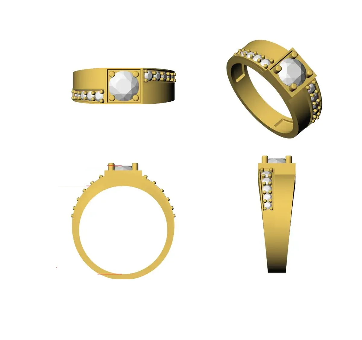 Round Diamond Engagement Band 