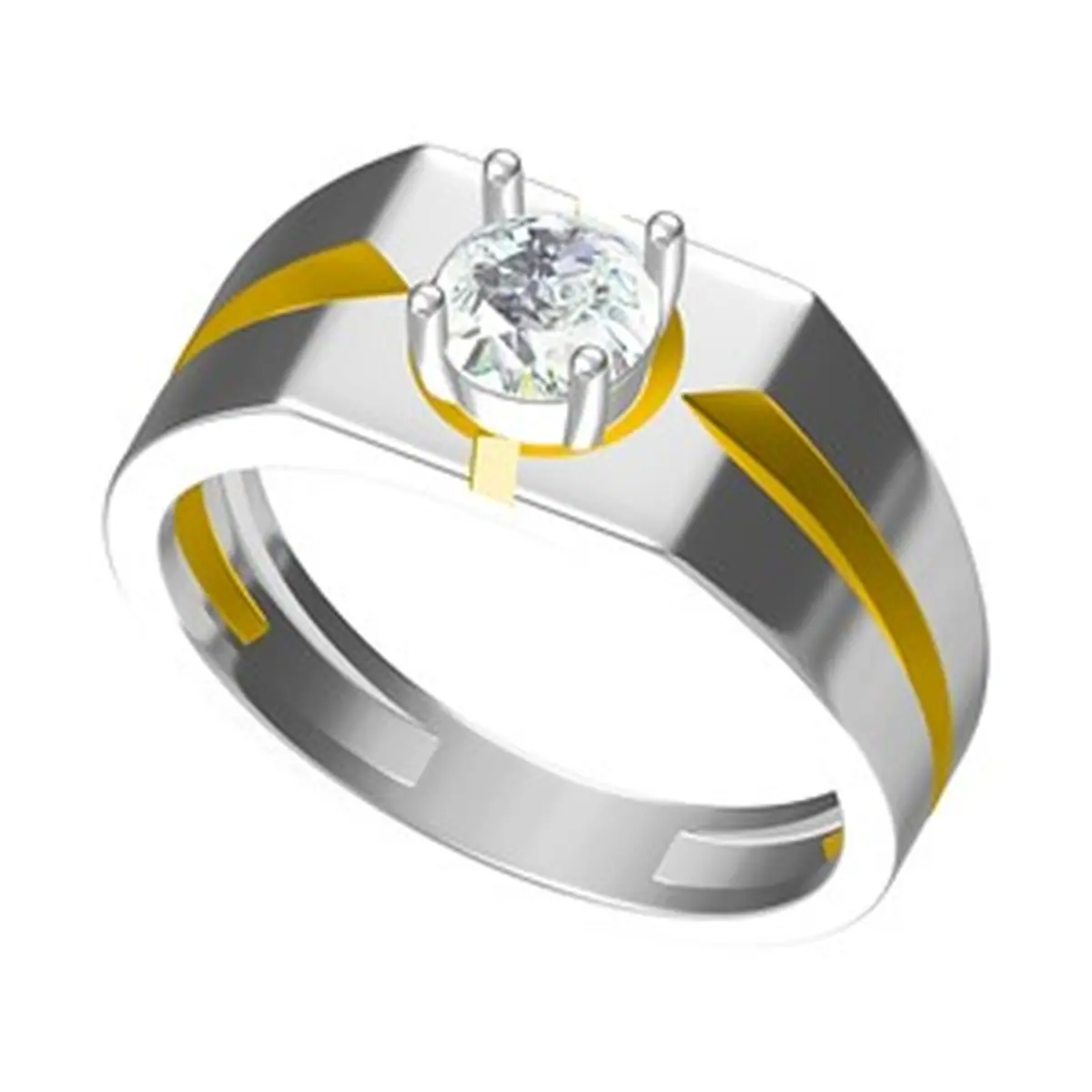 Round Diamond Solitaire Gents Ring 