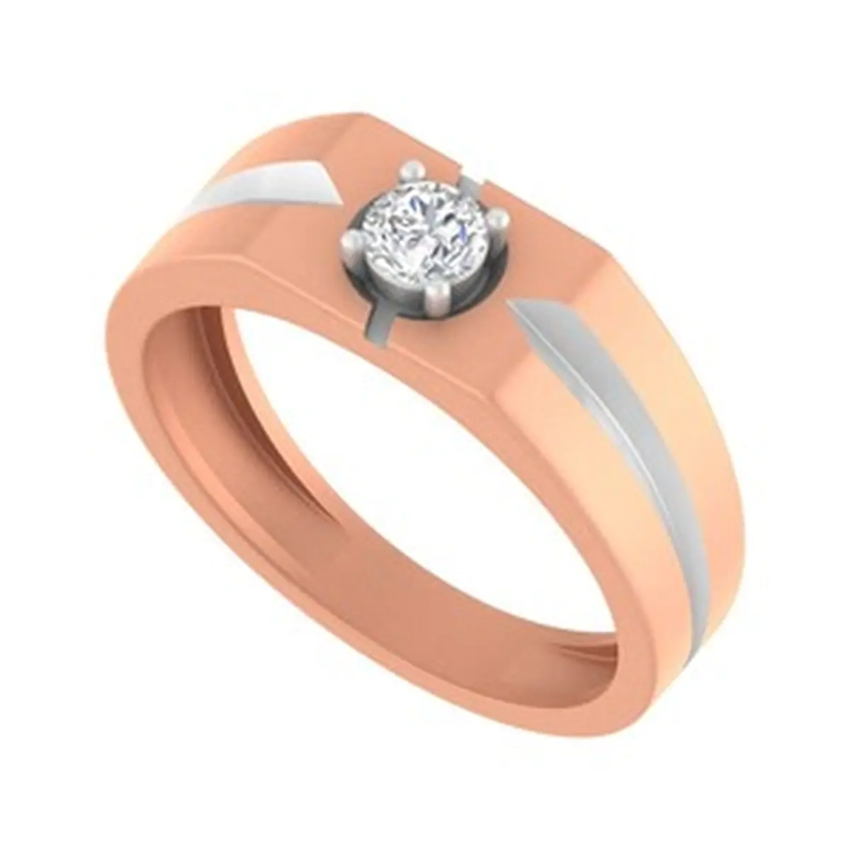Round Diamond Solitaire Gents Ring 