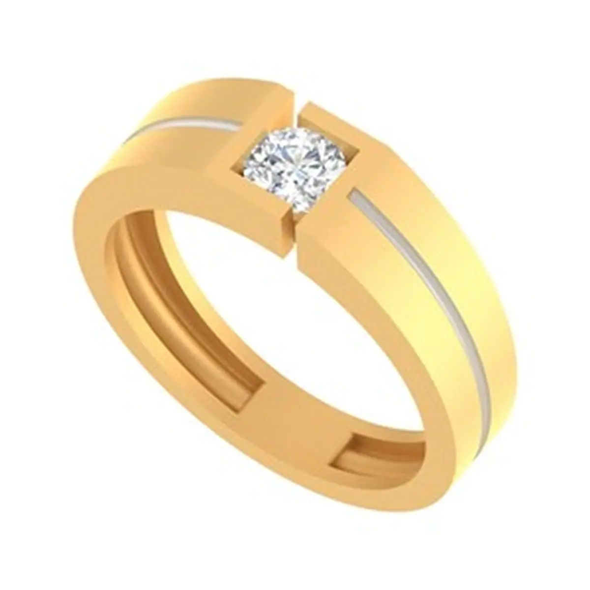 Round Diamond Solitaire Gents Ring 