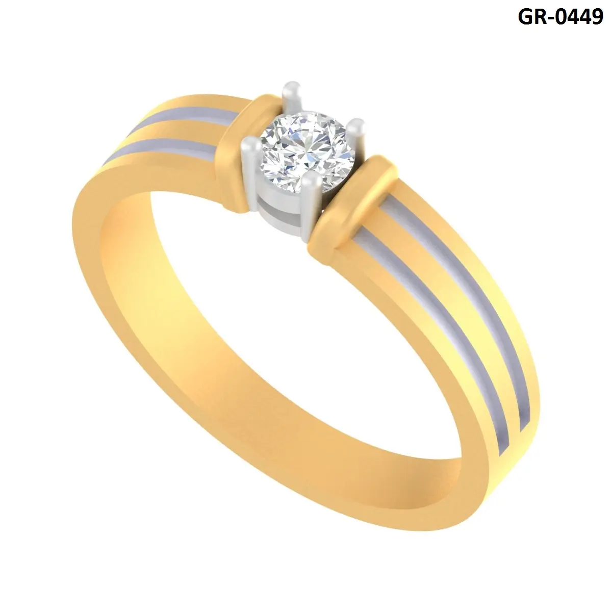 Round Diamond Solitaire Gents Ring 