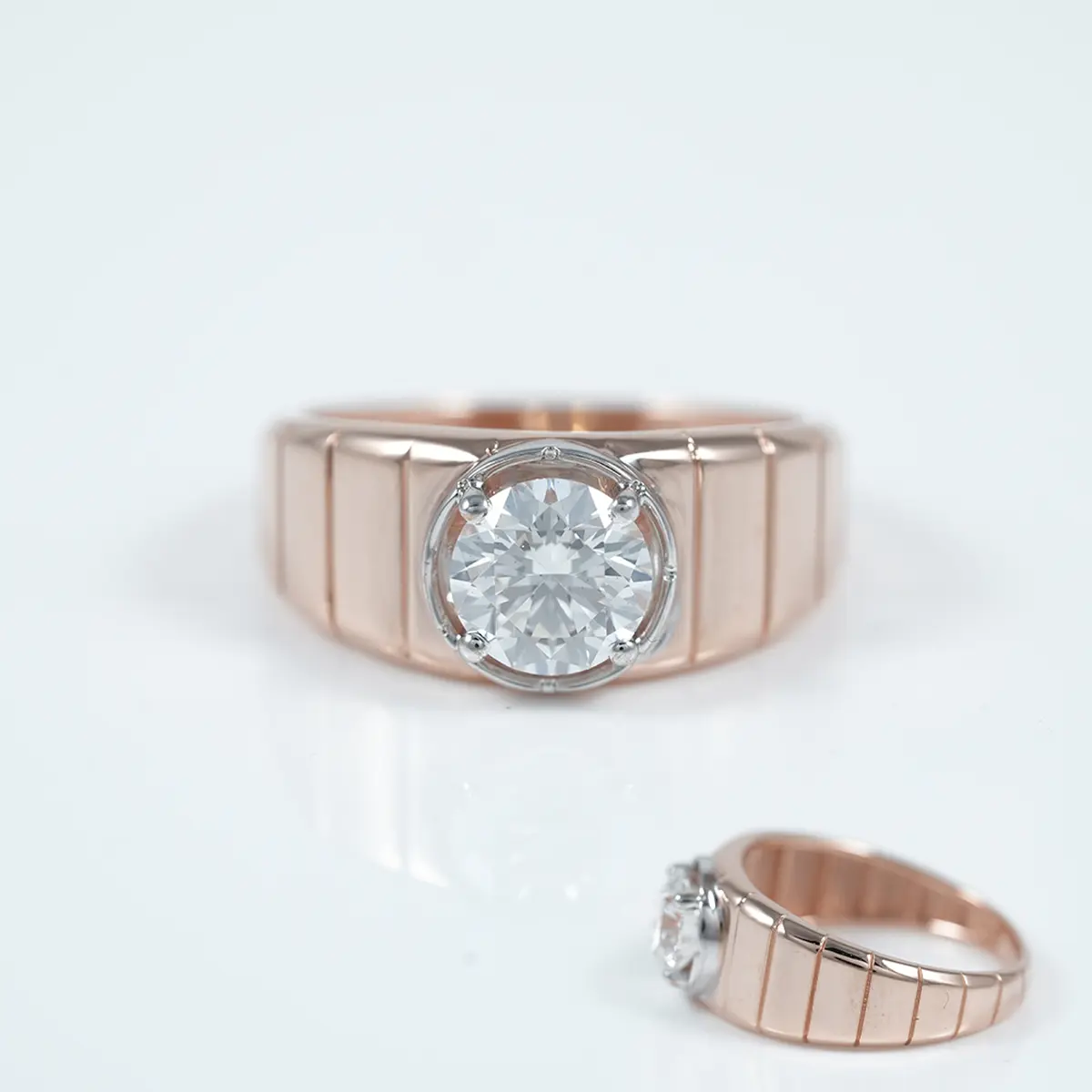 Round Diamond Solitaire Gents Ring 