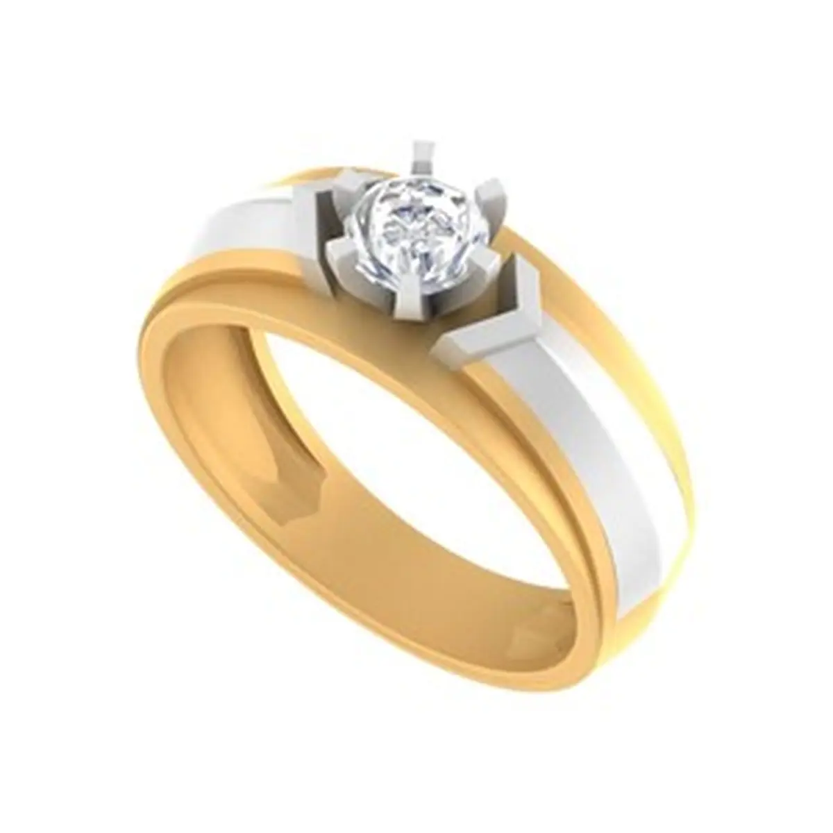 Round Diamond Solitaire Gents Ring 
