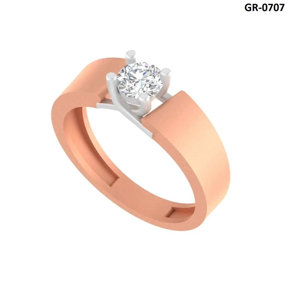 Round Diamond Solitaire Gents Ring 