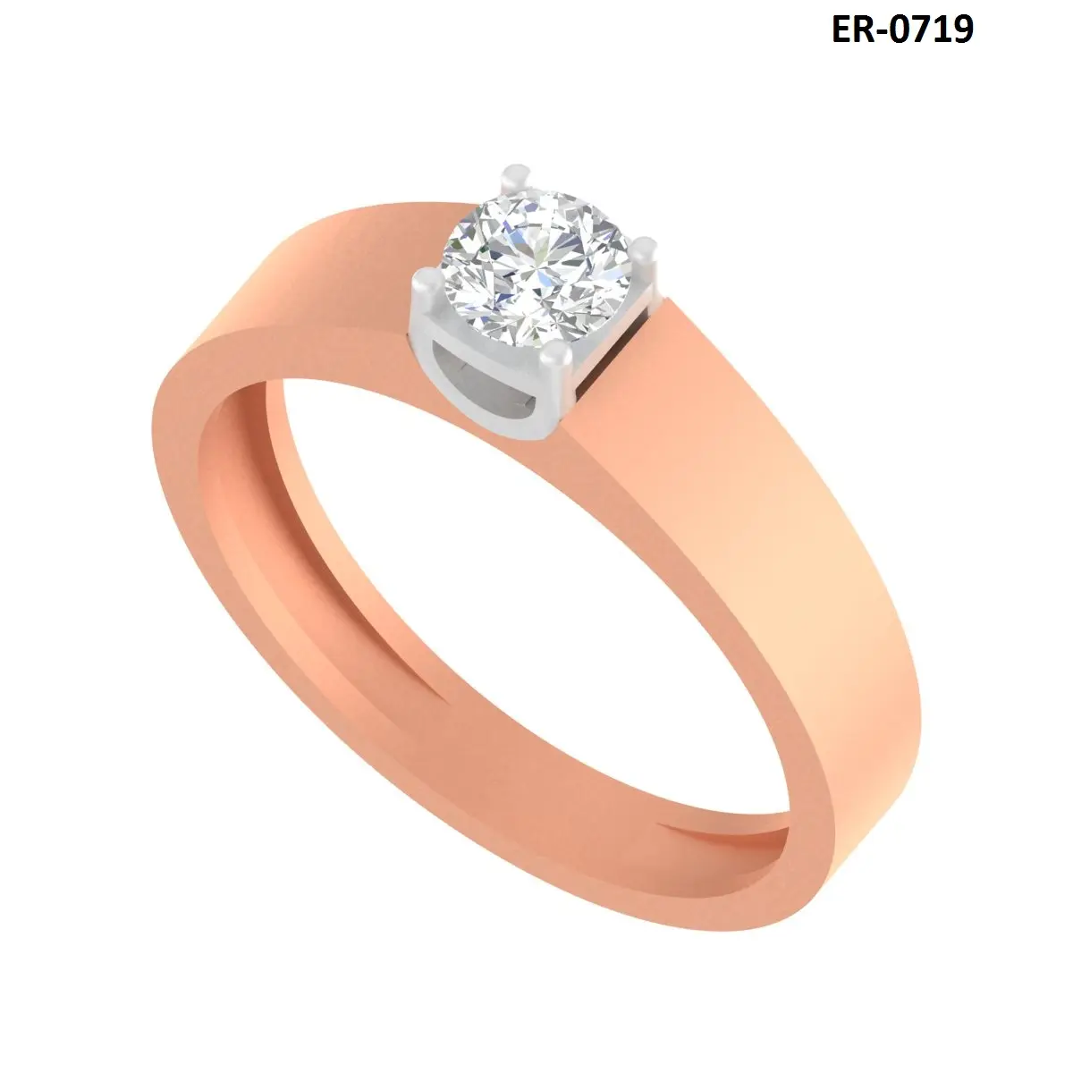 Round Diamond Solitaire Gents Ring 