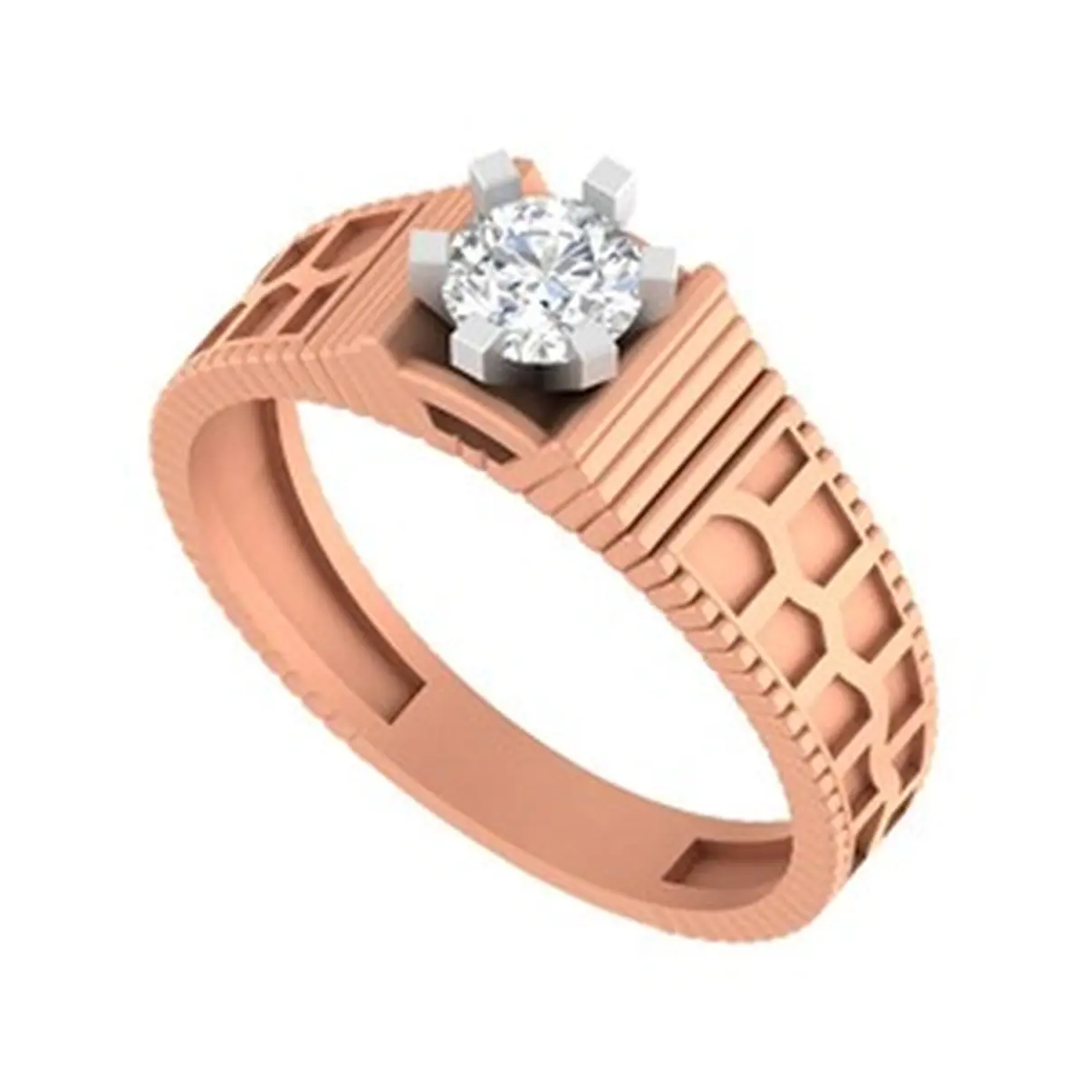 Round Diamond Solitaire Gents Ring 
