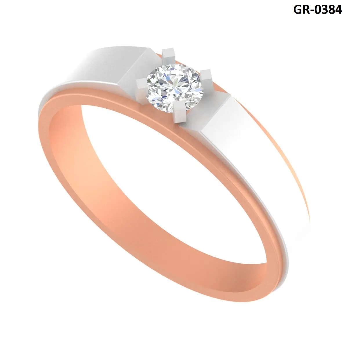 Round Diamond Solitaire Gents Ring 