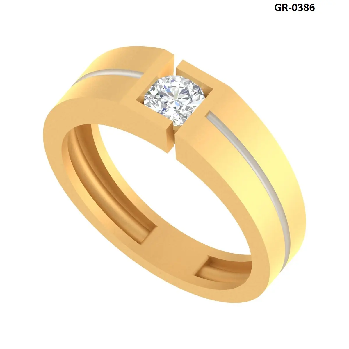 Round Diamond Solitaire Gents Ring 