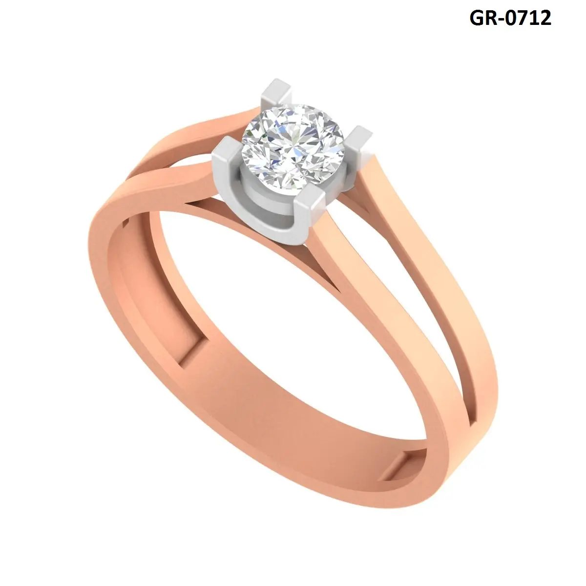 Round Diamond Solitaire Gents Ring 