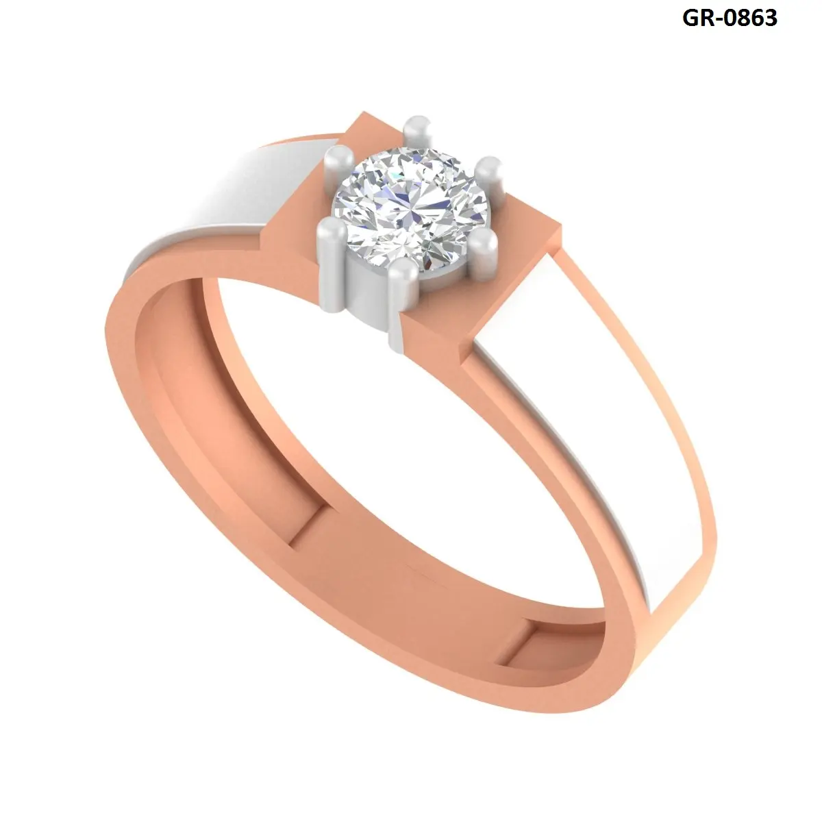 Round Diamond Solitaire Gents Ring 