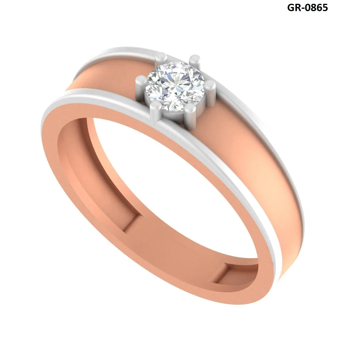 Round Diamond Solitaire Gents Ring 