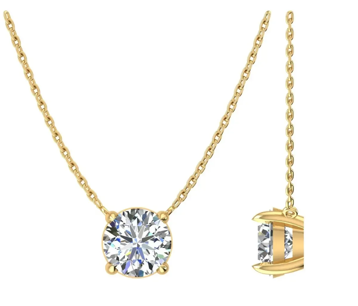Round Diamond Solitaire Necklace 